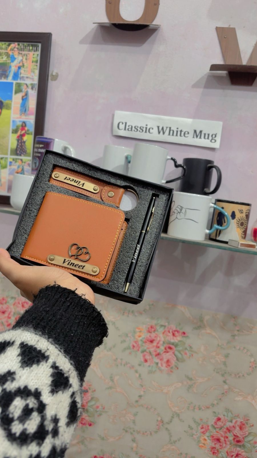 Custom Blue Leather Gift Box for Him