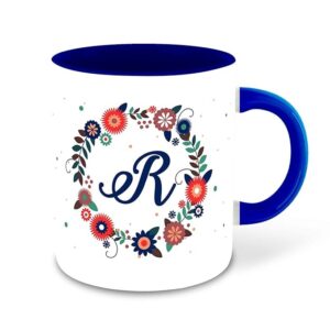 Floral Wreath Monogram 'R' Coffee Mug