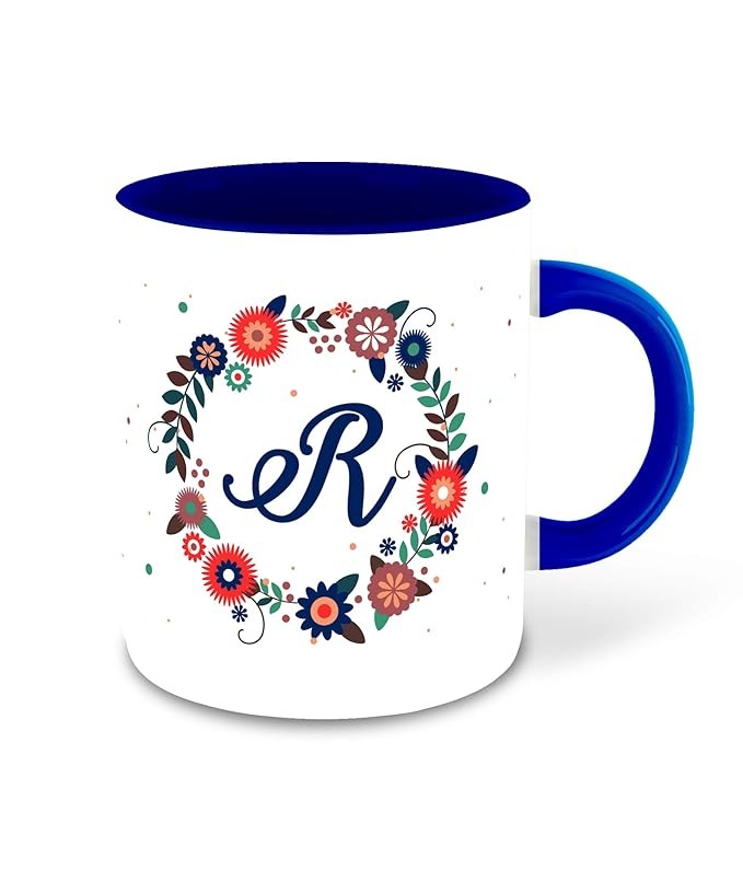 Floral Wreath Monogram 'R' Coffee Mug