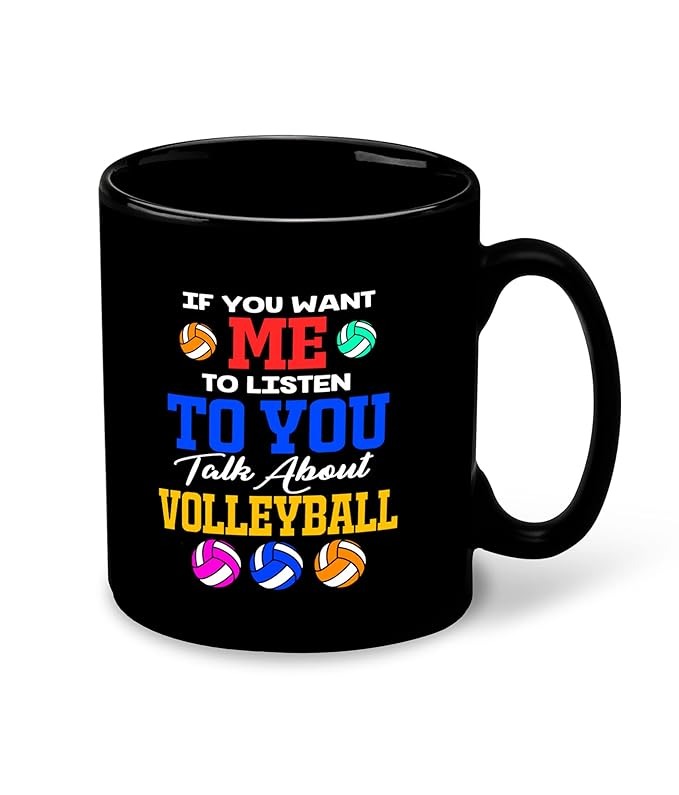 Funny "Talk About Volleyball" Black Coffee Mug